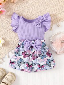 Top et short à motif papillons