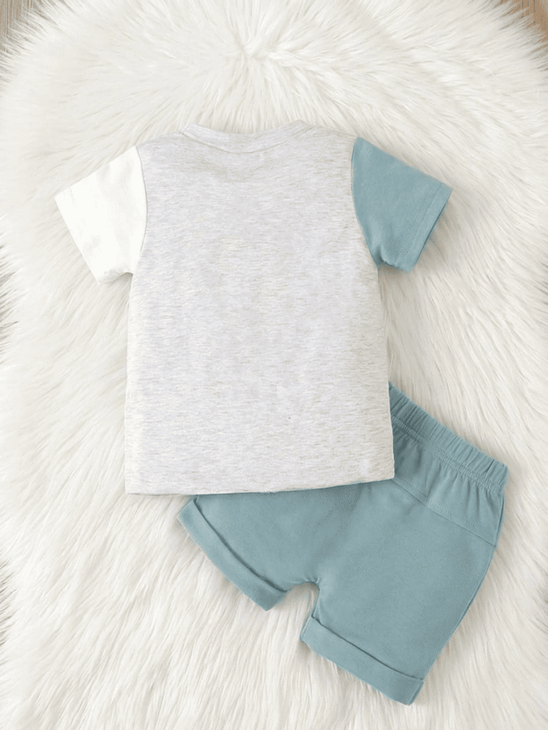 Ensemble t-shirt daddys boy et short assorti garcon ete - Kidzaz