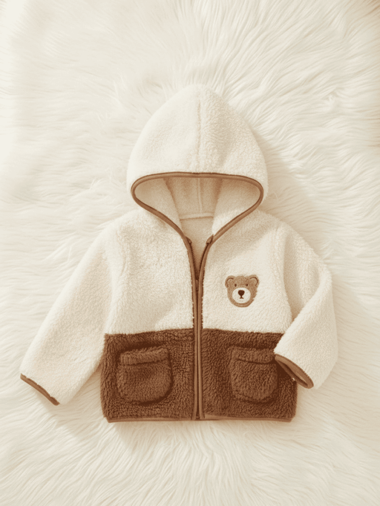Veste à capuche bi-color - veste bébé pratique et douce