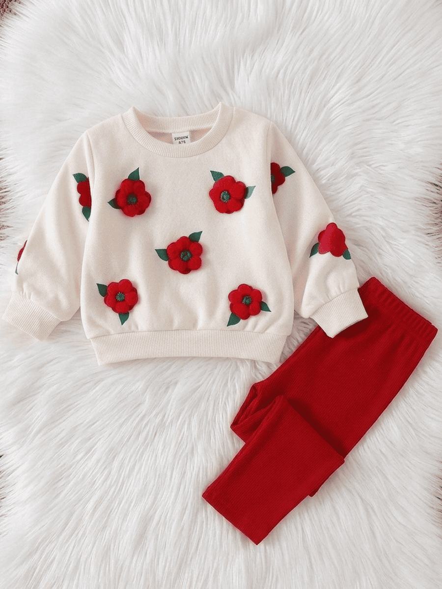 Ensemble pull rouge - ensemble bébé fille tendance et confortable
