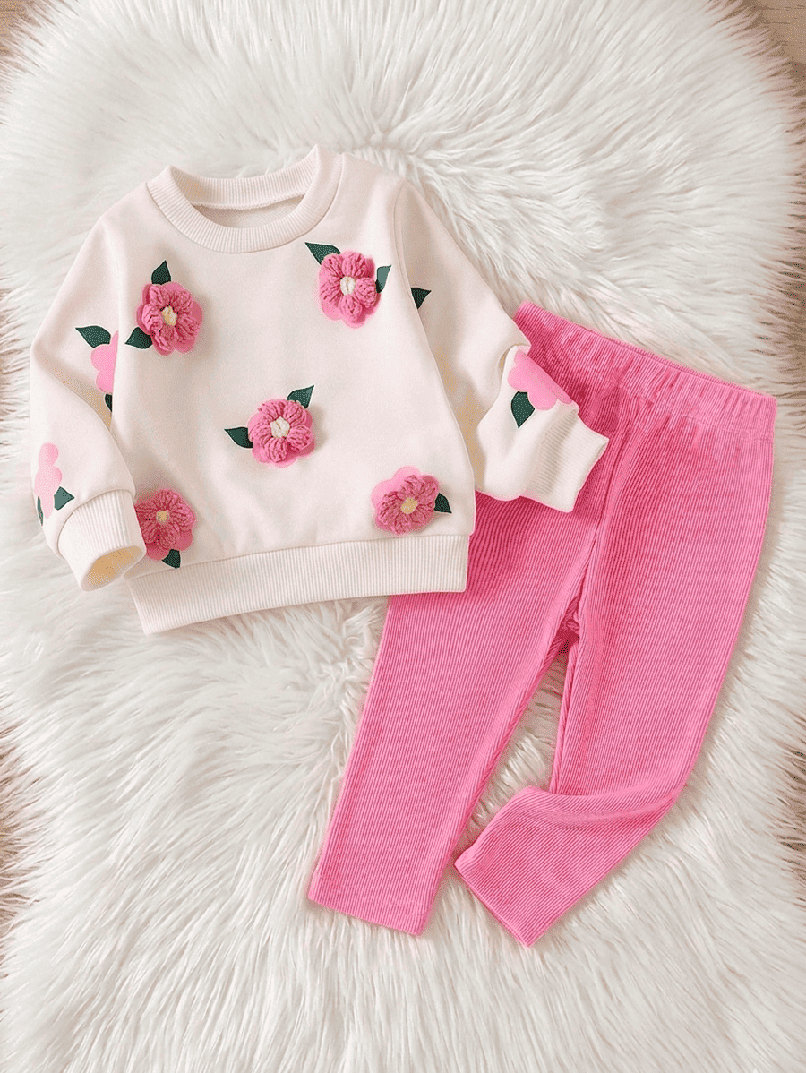 Ensemble pull rose - ensemble bébé fille avec tissu respirant