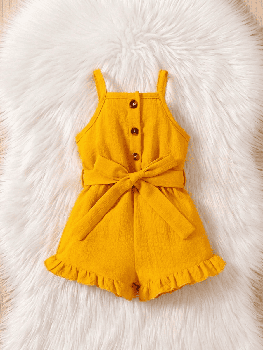 Combishort à Volants Jaune - ensemble bébé fille léger et pratique