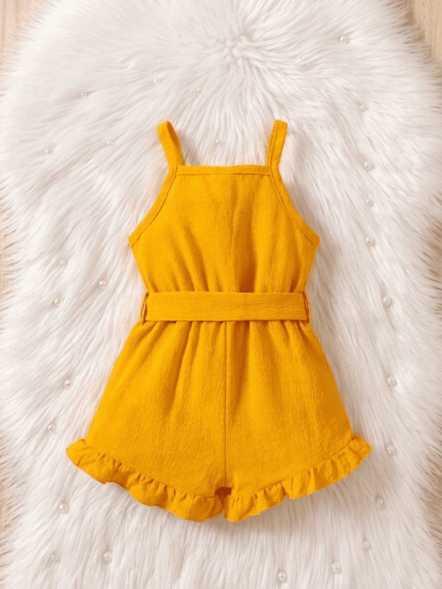 Combishort à Volants Jaune - ensemble bébé fille léger et pratique