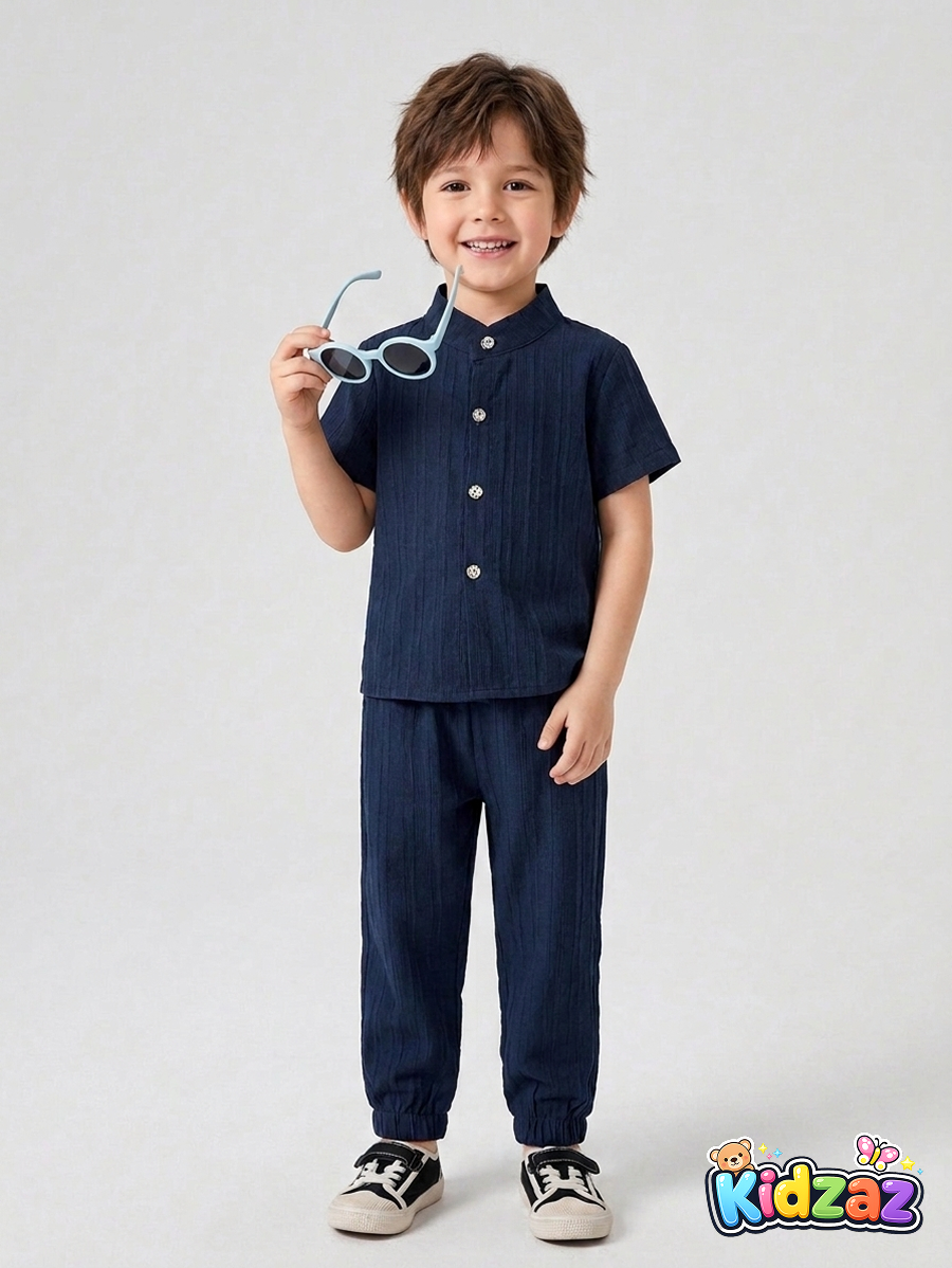 Ensemble garçon bleu style vêtement coordonné tendance - Kidzaz (7)