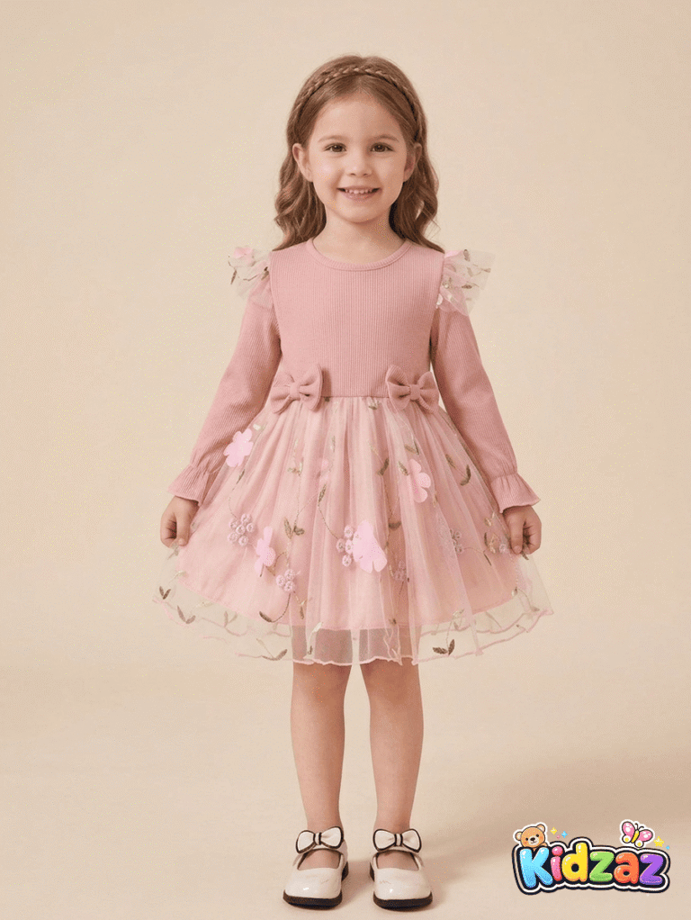 Robe rose enchantee fille robe princesse ceremonie douce - Kidzaz (6)