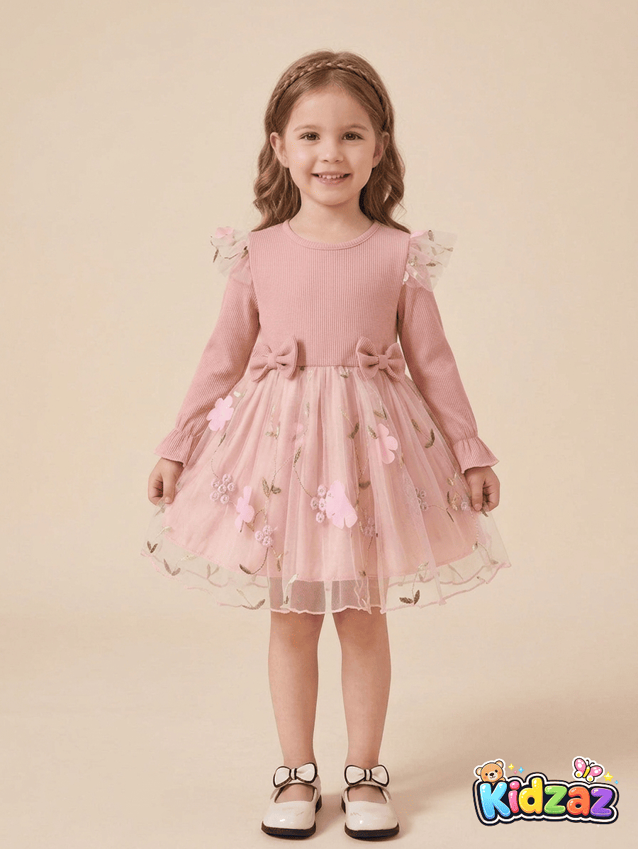 Robe rose enchantee fille robe princesse ceremonie douce - Kidzaz (6)