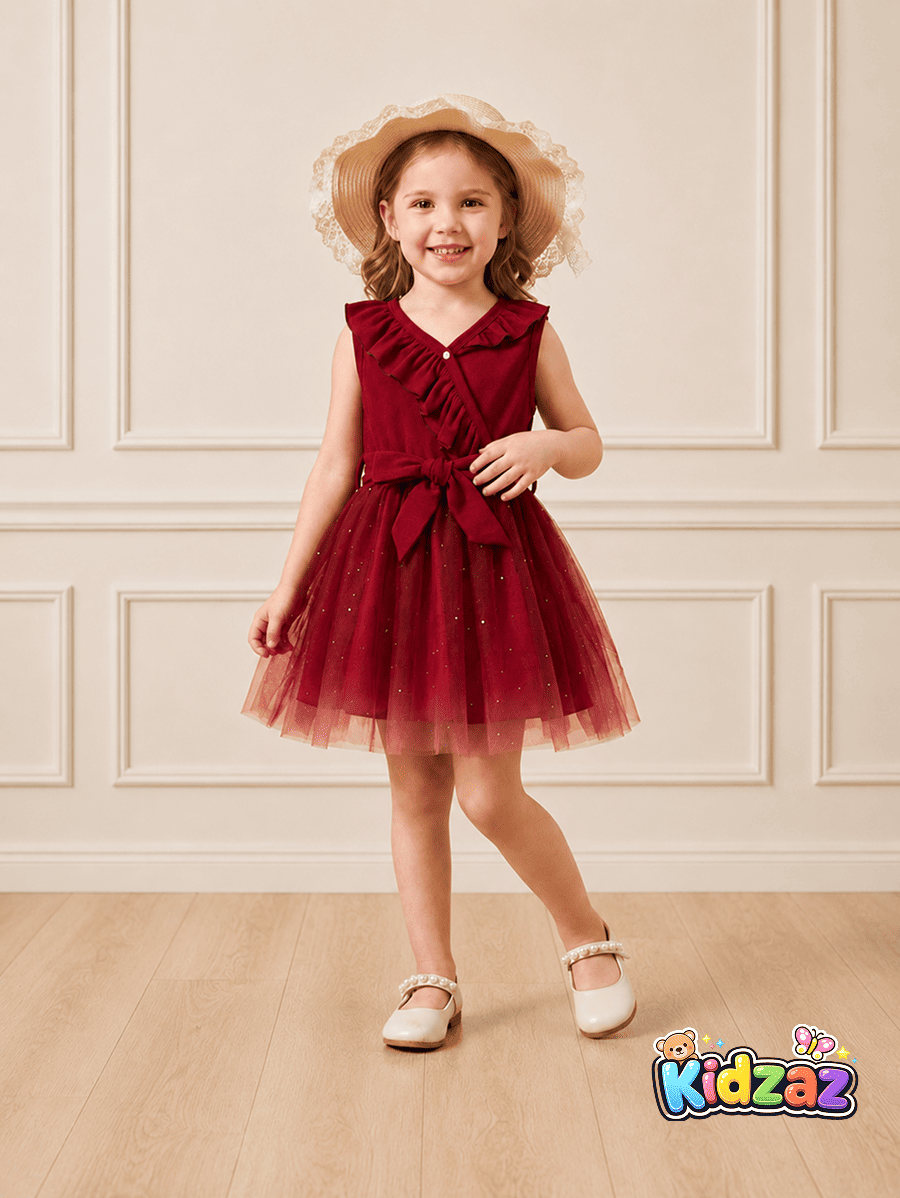 Robe de ceremonie bordeaux imperiale et robe rouge elegante pour fille - Kidzaz