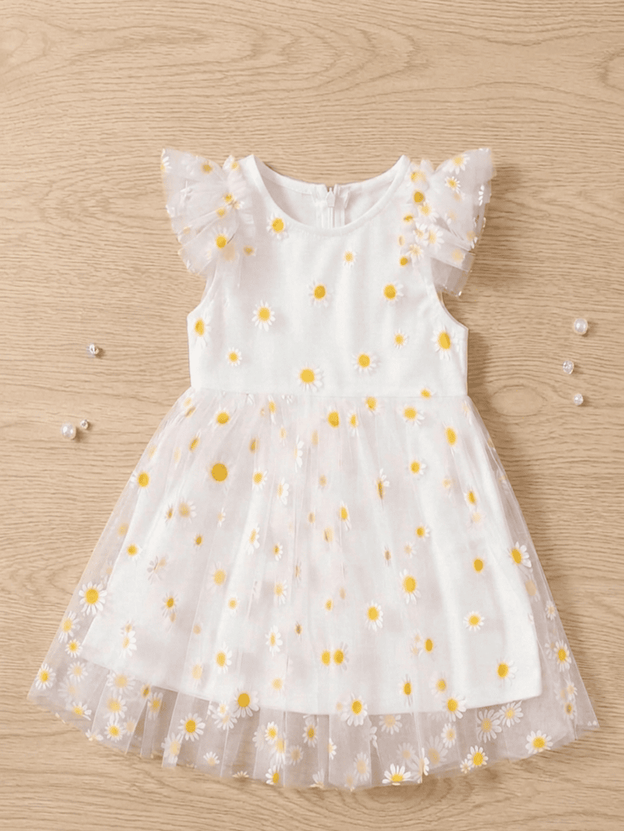 Robe d'été blanche à fleurs pour fille