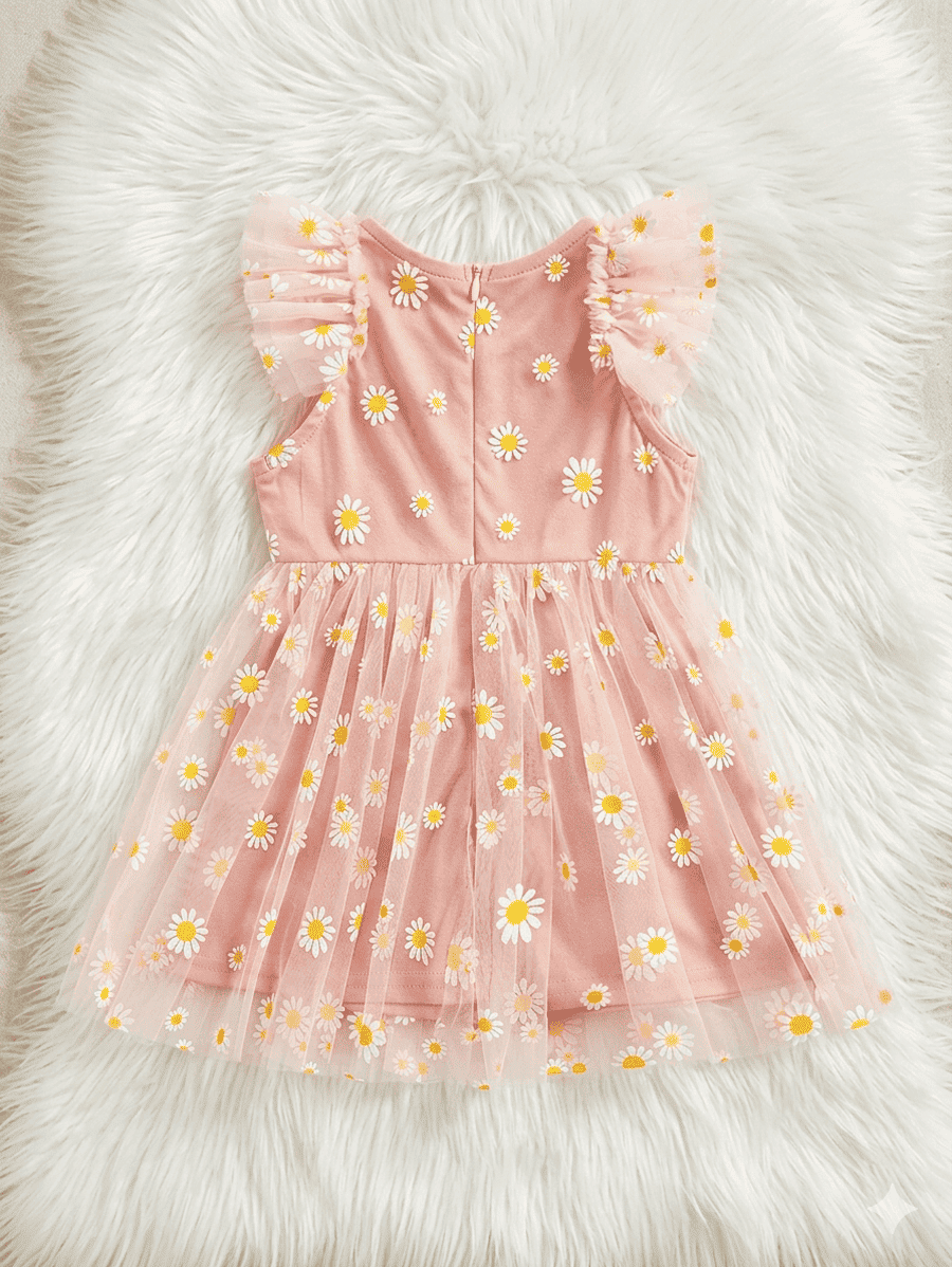 Robe d’été rose à fleurs pour fille