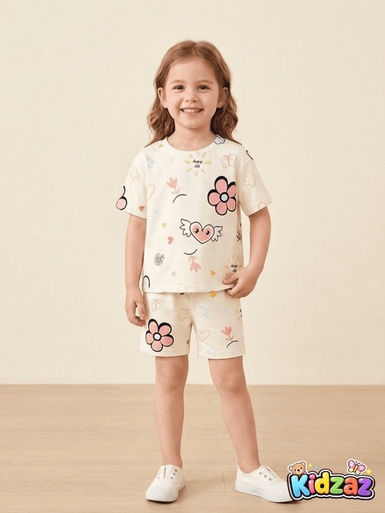 Ensemble short cute fille tenue ete legere coton - Kidzaz