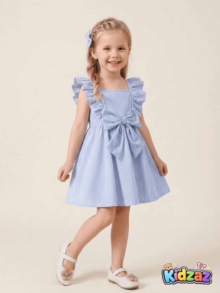 Robe dete fleurie romantique fille tenue legere a fleurs bleu - Kidzaz (6)