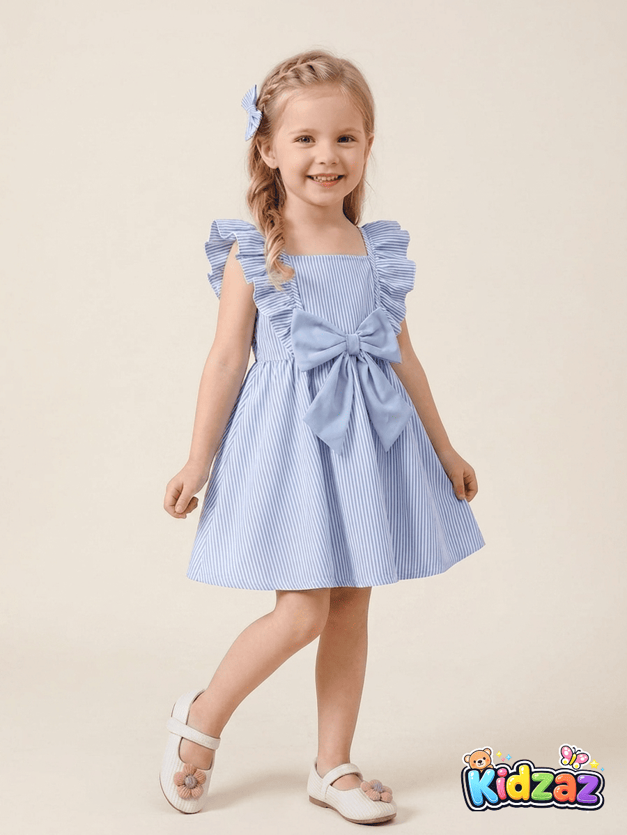 Robe dete fleurie romantique fille tenue legere a fleurs bleu - Kidzaz (6)
